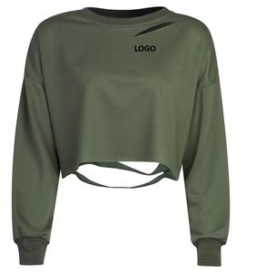 Plain Cropped Top Women Sweat <b>Shirt</b> <b>Fleece</b> Cotton Made Joggers Casual Hot Selling Gym Yoga Wear Crewneck Sweat <b>Shirts</b> Breathable - Product Image 1