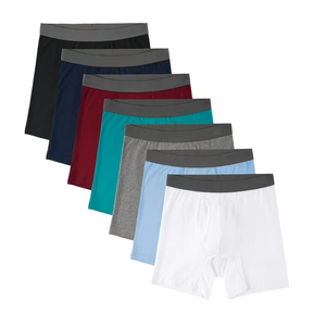 กางเกงในผู้ชายผ้าฝ้ายระบายอากาศได้ดีมีแถบรัดเอวสวมใส่สบายกางเกงบ็อกเซอร์เข้ารูปมีป้ายสั้นสวมใส่สบายตาม100% - Product Image 5