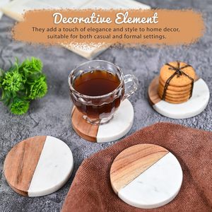 Marble and Acacia Wooden <b>Coasters</b> for <b>Table</b> at Home Hotel Restaurant and bar Usage Accessories home and kitchen <b>coasters</b> - Product Image 4