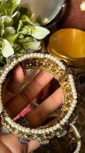 Brazalete de Bisutería Chapado en Oro Antiguo Estilo Polki Rajawadi para Bodas y Fiestas, Tallas 2.4 y 2.6 Disponibles para Regalos y Celebraciones - Product Image 5