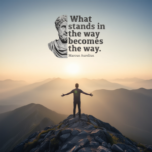 Camiseta del stoicismo de Marco Aurelio con gráfico promocional sobre cómo superar obstáculos: Lo que se pone en camino - Product Image 3