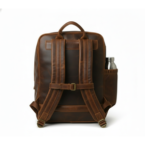 Sac à dos de voyage de luxe en cuir véritable Ganges Grain Caramel marron foncé, léger (1,45 kg), imperméable, avec personnalisation manuelle - Product Image 1