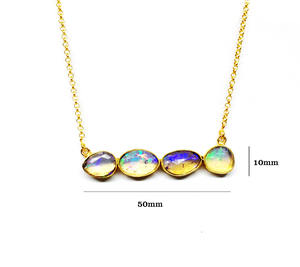 Colgante de GEMA de ópalo Natural chapado en oro y plata de ley 925, joyería de moda, collares para mujer, collar para fiesta - Product Image 4