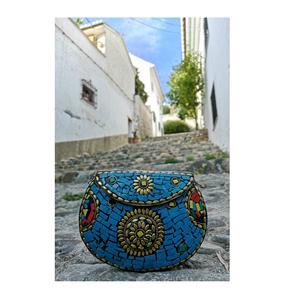 Solide indien luxe métal mosaïque sac à main pierre motif pochette à la main fantaisie décontracté de qualité supérieure - Product Image 1