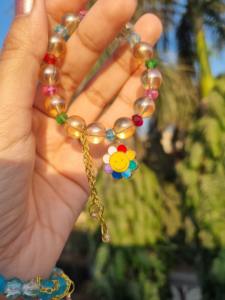 Shiny and Unique <b>Charm</b> <b>Bracelet</b>, Crack Beads <b>Bracelet</b>, Minimalist Glass beads flower <b>bracelets</b> - Product Image 5