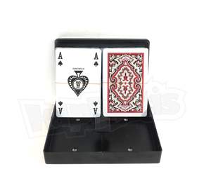 Jeu de cartes en plastique Star, 2 jeux, 104 cartes, A-K-Q-J, motif de tapis, logo personnalisé, cartes à jouer en papier portables pour une utilisation familiale - Product Image 2