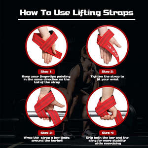 Sangles d'haltérophilie Sangles de soutien du poignet de gymnastique en gros Heavy Duty Deadlift Grip Wraps Logo personnalisé pour la dynamophilie et l'entraînement - Product Image 5