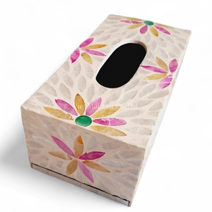 Caja de Pañuelos de Nácar, Natural, Ecológica, Hecha a Mano, con Incrustaciones de Concha, Soporte Decorativo - Product Image 3