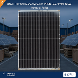 Panneau solaire monocristallin PERC bifacial demi-cellule 425W sur palette industrielle - Product Image 3