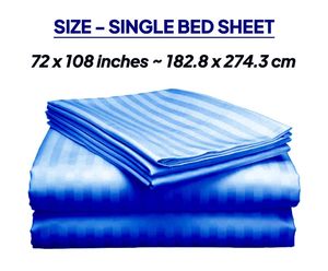 Striped 100% <b>Linen</b> Cotton Bedsheet <b>Set</b> 400 TC High Color Fastness Portable & Folded for Hotel & Hospital Use - Product Image 6
