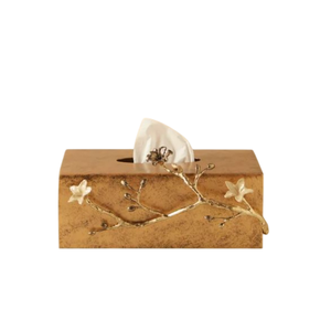 Boîte à mouchoirs en métal au design avantageux avec accent floral porte-serviettes de table et organisateur pour la décoration intérieure et les hôtels - Product Image 1