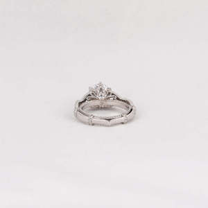 1.0 CT Round Cut Lab Grown Diamond 18KT Solid White Gold Cluster Setting Engagement <b>Ring</b> With Round Cut Side Diamond <b>Ring</b> - Product Image 3