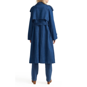 Chaqueta vaquera larga para mujer con cinturón, gabardina transpirable de manga larga, Túnica informal de Primavera de gran tamaño con botones - Product Image 2