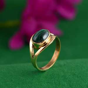 Boho Malachite Brass <b>Wave</b> <b>Ring</b> 18k Gold Plated Vintage Geometric Wholesale <b>Ring</b> For Women - Product Image 4