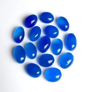 Fondo plano Calcedonia azul Onyx Cabochon Piedra preciosa Piedra de ágata de corte ovalado natural - Product Image 1