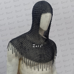 Coif de cota de malla medieval, capucha de acero suave hecha a mano, uso de armadura de traje histórico para SCA, Feria de recreación, precios al por mayor - Product Image 2