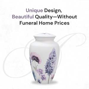 Urnas Funerarias Decorativas para Cenizas Humanas, para Cremación, Entierro, Hechas a Mano, Tamaño Grande, Flor Morada - Product Image 3