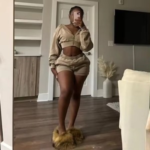 Conjunto de 2 piezas de algodón con cremallera en blanco recortada en blanco con hombros caídos para mujer, sudadera con pantalones de chándal, sudaderas con capucha en blanco de gran tamaño - Product Image 3