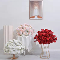 Susunan Bunga Sutra Pink Buatan Tangan untuk Dekorasi Pernikahan, Buket Bunga Artifisial Ukuran Besar Terlaris untuk Dekorasi Pesta