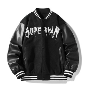 Chaqueta de béisbol de piloto bordada para hombre, ropa informal estilo Hip-Hop, chaqueta Bomber Varsity de cuero PU para mujer, nuevos abrigos sueltos Harajuku 2025 - Product Image 1