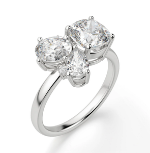 Bague de fiançailles et de mariage unique en argent sterling avec moissanite et diamants multi-pierres pour femme - Cadeau idéal pour les occasions festives - Product Image 2