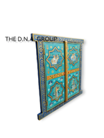 Hoge Hand Gesneden Houten Raamkozijn Traditionele Miniatuur Geschilderde Indiase Haveli Raam Beeldhouwen Interieur Muur Decor Kerst