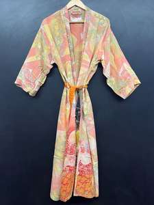 Robe Kimono en Crêpe de Soie pour Femme, Style Sari Indien Fait Main, Luxe Léger, Bohème, Ouverte sur le Devant, Taille Élastique, Tenue d'Été Décontractée - Product Image 5