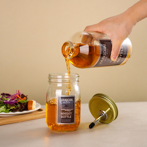 400ml thủy tinh <span class=keywords><strong>Mason</strong></span> Jar với kim loại vàng nắp và thép không gỉ đổ vòi cho Whisky Cocktail đồ uống Dispenser container - Product Image 4