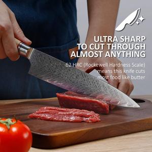 Venta al por mayor personalizado de alta calidad OEM ODM servicio gran oferta lujo Damasco acero cuchillo japonés cocina Chef cuchillos hoja fija - Product Image 5