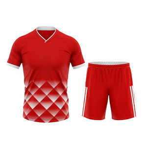 Vente en gros de maillots de football pour adultes ensembles de maillots de football rouge et blanc personnalisés 100% polyester découpe automatisée par sublimation logo personnalisé - Product Image 5