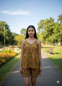 ชุดเซ็ตผ้าฝ้ายสเปคดี้สำหรับฤดูหนาว/ฤดูร้อน ดีไซน์ใหม่มาแรง สไตล์วินเทจสำหรับผู้หญิง ทรงปกติ แห้งเร็ว เสื้อครอปคุรตะ/คุรตี ใช้ได้ทุกวันและงานปาร์ตี้ - Product Image 5