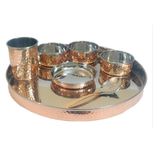 High In Demand Superior Quality Metal Made Hammered Texture Copper Antique Finished Luxury Bowls And <b>Tray</b> From Indian Supplier - Product Image 2