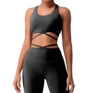 Soutien-gorge de sport haute performance pour femme, très élastique, pour yoga, fitness, gym, entraînement, couleur unie, avec logo personnalisé - Product Image 1