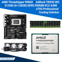 Set AMD Threadripper 9980X + ASRock TRX50 WS 256GB/512GB DDR5