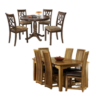 Ensemble de table à manger en bois massif au design moderne avec 4-6 chaises, couleur personnalisée, fabrication directe en usine en Indonésie