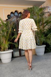 Vestido indio de algodón con bloque de mano, elegante estampado Floral, ropa de verano Bohemia para mujer, regalo de boda personalizado para novia a la venta - Product Image 3