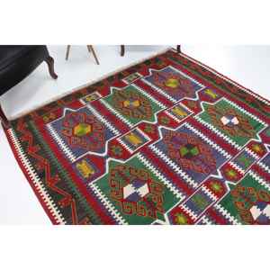 Alfombra Turca Vintage Grande de 6.7x9.4 pies (204x287 cm), Alfombra Roja Ombré - Product Image 1