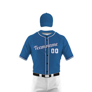 Camiseta de Béisbol para Hombre, Cuello Redondo, Manga Corta, Absorbe la Humedad, Color Azul, con Pantalones Blancos, Corte Regular, para Todas las Temporadas - Product Image 3