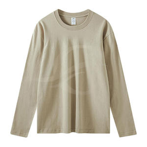 Nuevo diseño 100% algodón suave en blanco personalizado cuello redondo hombres de gran tamaño manga larga Camiseta sólida 220g transpirable - Product Image 1