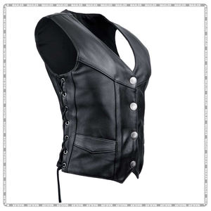 Gilet de moto en cuir souple et solide pour femmes Gilet en cuir écologique confortable de qualité supérieure - Product Image 2