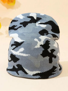 Bonnet d'hiver uni en jacquard à revers pour homme et femme, motif camouflage vert – Nouvelle collection - Product Image 4
