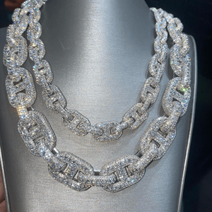 Haute qualité personnalisée 18 mm lien cubain Moissanite diamant chaîne 925 argent Sterling or blanc diamant chaîne - Product Image 1