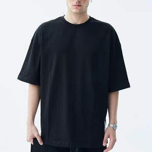 Streetwear pour hommes 100% coton surdimensionné personnalisé GSM T-Shirt haute qualité cousu lourd Design blanc noir - Product Image 2