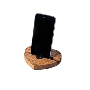 Soporte móvil de madera para Decoración de mesa del hogar, soporte móvil de tamaño personalizado de madera con forma de corazón, venta al por mayor