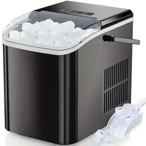 Máquina de hielo para encimera de restaurante: crea 9 cubitos de hielo tipo bala en 6 minutos, función de autolimpieza portátil, máquina de hielo para el hogar