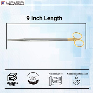 Tijeras Metzenbaum T/C rectas Premium de 9 pulgadas, instrumentos quirúrgicos manuales de acero inoxidable de alta calidad para cortar Mol - Product Image 5