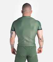 Haut de sport à manches courtes Progress pour homme, vert, à séchage rapide, avec logo imprimé sur le devant, en Spandex et Polyester, coupe ajustée