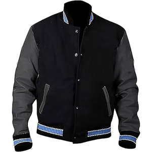 OEM ODM Custom Embroidered <b>Buttons</b> Baseball Letterman Pullover Varsity Jacket Solid Silk Screen Printing Wholesale for Men - Product Image 3