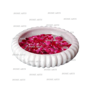 Bol à fruits secs de forme ronde, design dernier cri, qualité supérieure, en marbre, avec cuillères en bois, au meilleur prix en Inde - Product Image 3