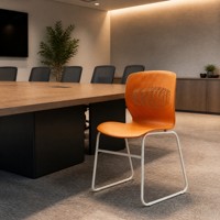 Chaise de conférence moderne orange, ergonomique, avec dossier perforé, siège en plastique, structure métallique, pour réunions, salles de classe, auditoriums
